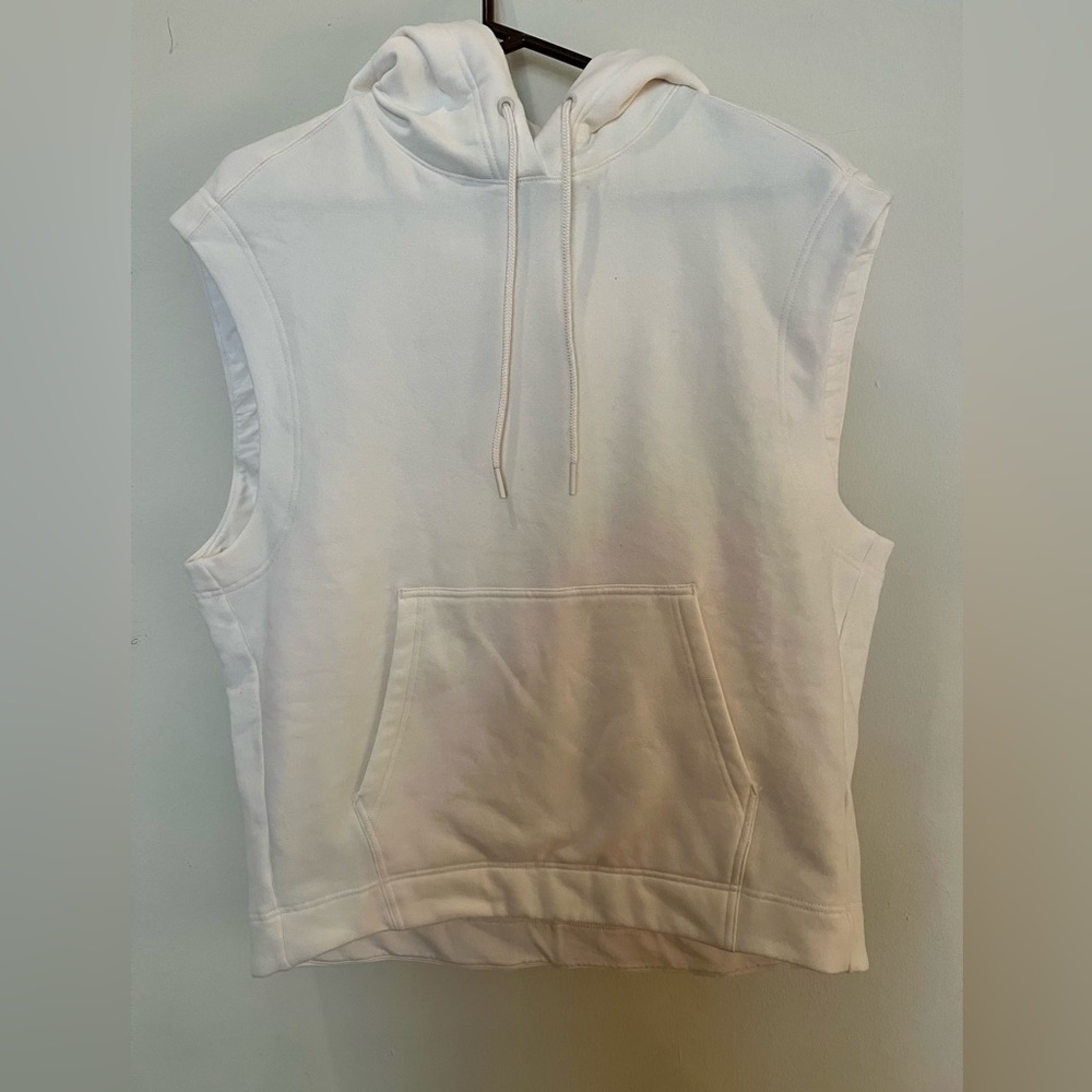 Athleta S White Oversized Hoodie Vest NEVER WORN